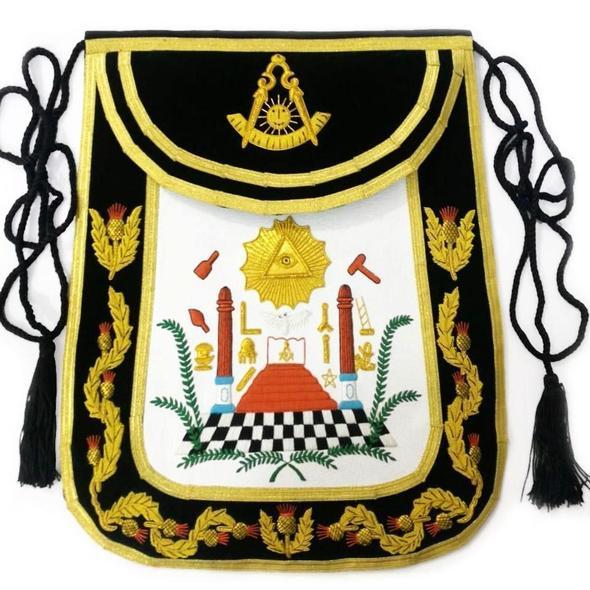 
Masonic Traditional Past Master Round Apron Bullion Hand Embroidered 