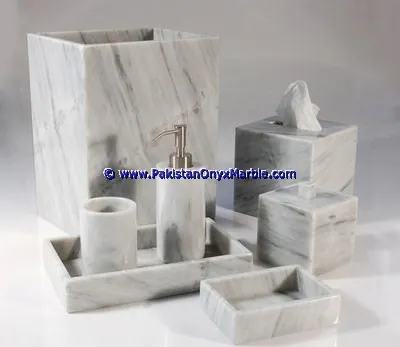 
 Высококачественный набор мраморных аксессуаров для ванной комнаты, белый каррарский белый  