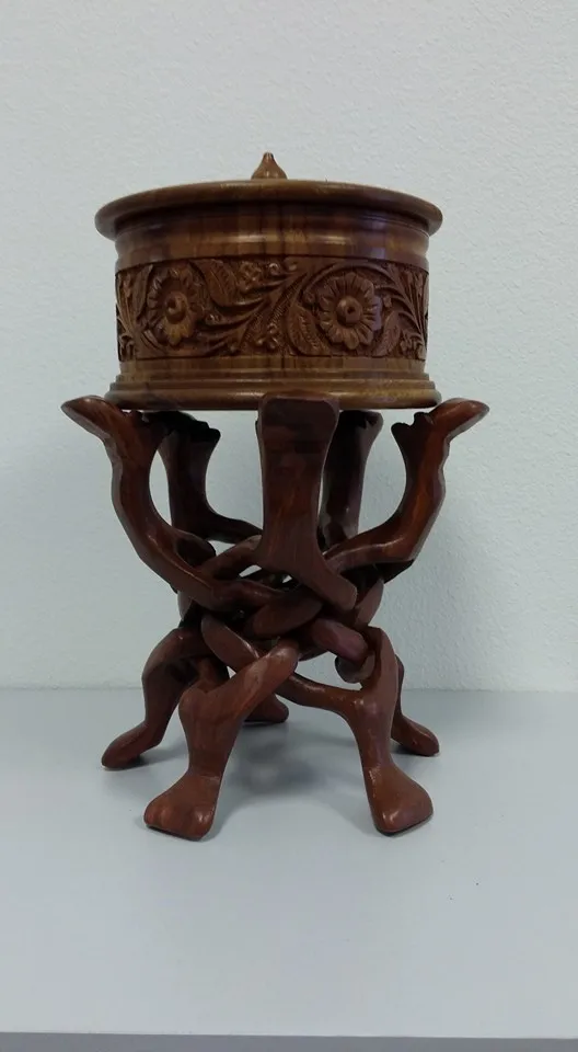 Antique carved wooden bowl hotsell and snake stand