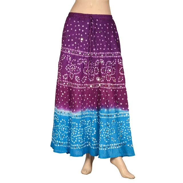 Indian Skirt Bandhani Tie Dye Ethnic Wear Bandhej Sequins Work Long Skirts