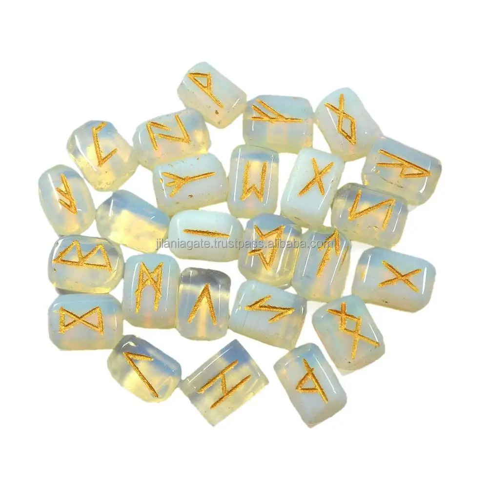 Opal Rune Opalite Rune Set - Healing Theraphy with Natural Gemstones