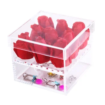 Handmade Luxury 9 Holes Acrylic Rose Flower Gift Box With Drawer For ...