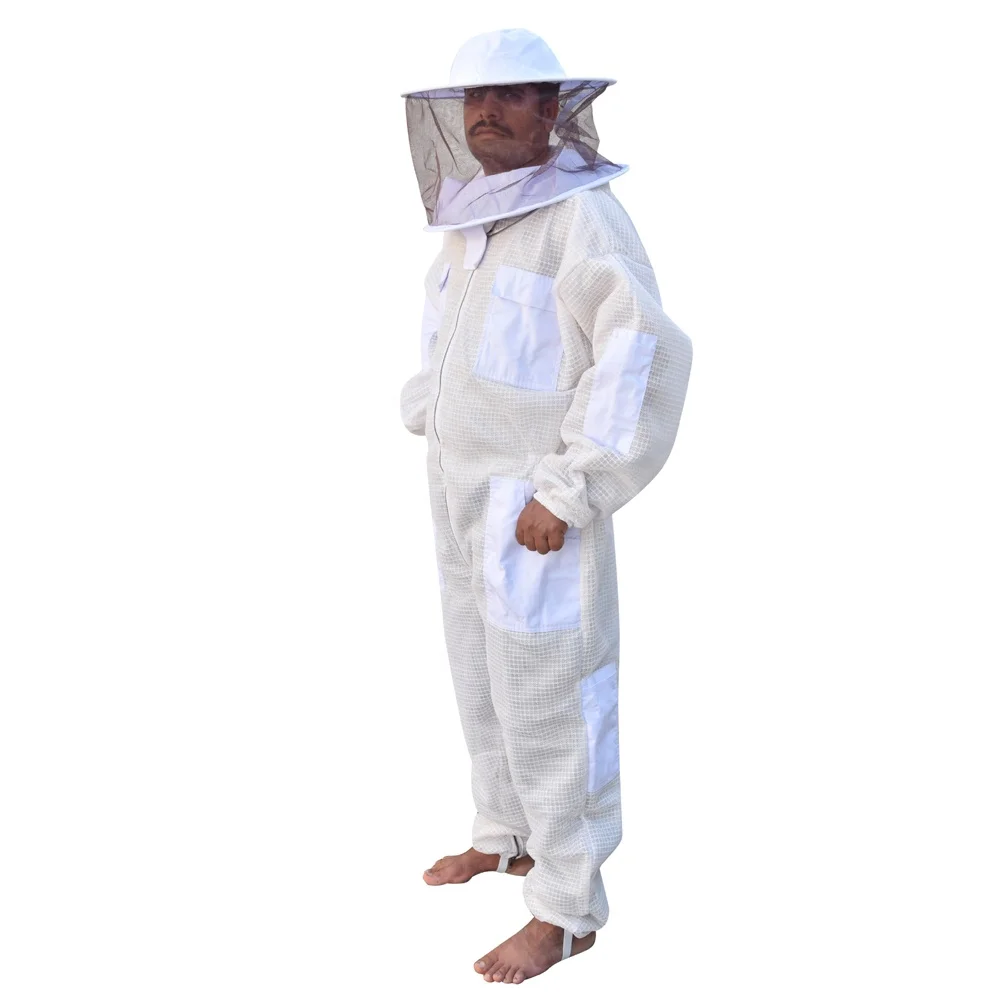 Combinaison D'Apiculture Ultra Ventilée 3 Couches - Voile Escrime Anti-Piqûres Pour Hommes Et Femmes (Blanc, 3XL)