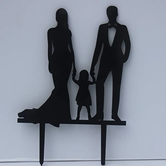 Family Silhouette Wedding Cake Topper | Personalized Bride & Groom Cak -  designLEE Studio