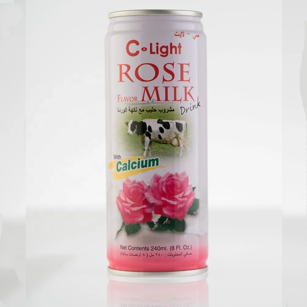 Rose Milk Drink Canned 240ml C-Light brand