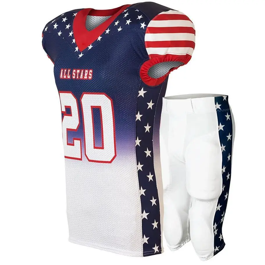 red and blue football jersey