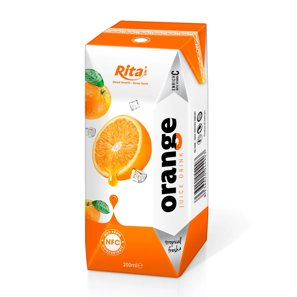 Aseptic: 200ml Paper Box Fresh Orange Juice Rita Brand