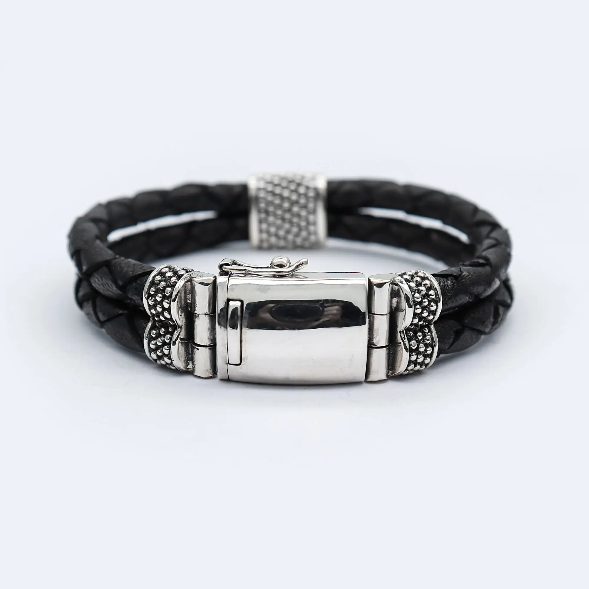 Silver Leather Bracelet Mens Clearance, SAVE 38% 