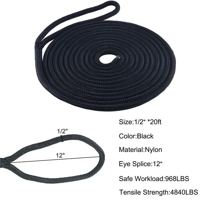 wholesale price double braid nylon marine dock boating rope