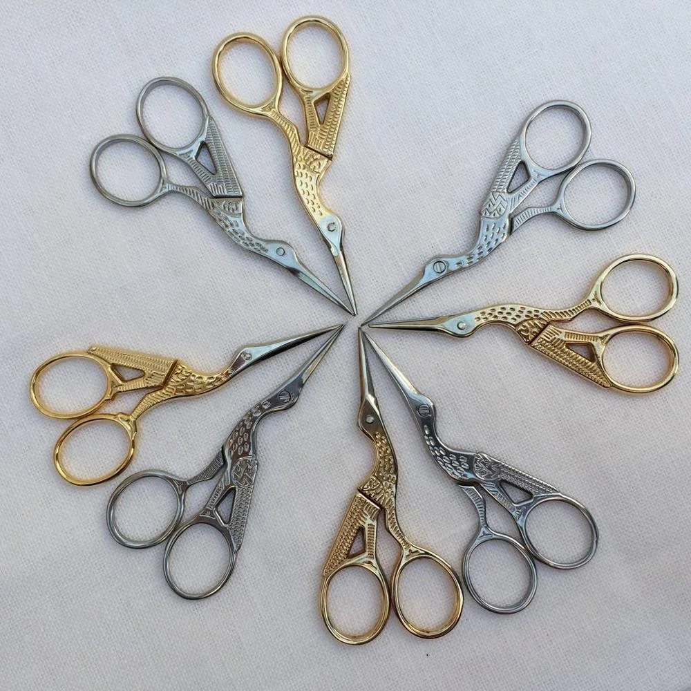 Elegant Vintage Style Stainless Steel Scissors in Silver or Gold Dancing Stork Scissors
