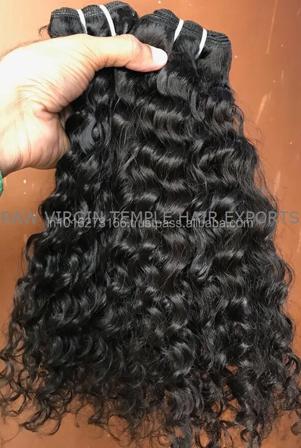 Unprocessed Indian Remy Natural Virgin Human Hair Extensions 8"-30" Length Straight Wavy Curly Machine Double Weft Hair