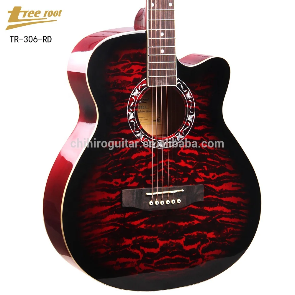 도매 사용자 정의 공장 물 리플 데칼 40 인치 basswood 린든 싼 불꽃 컬러 나무 어쿠스틱 기타 픽업