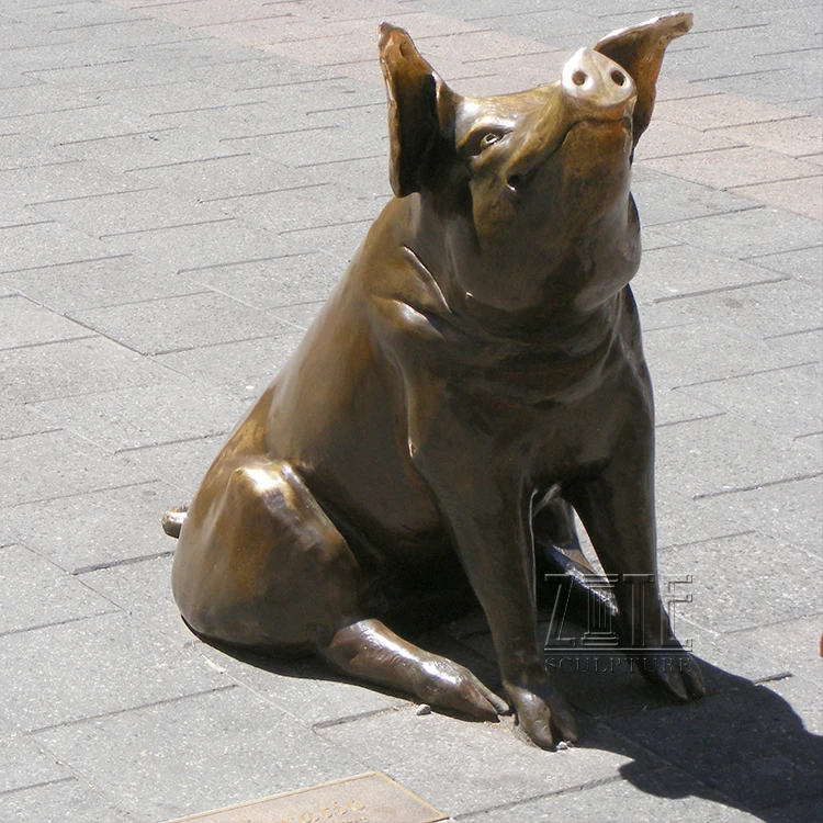 Outdoor Decorative Antique Life Size Manual Bronze Pig Sculpture Statue
