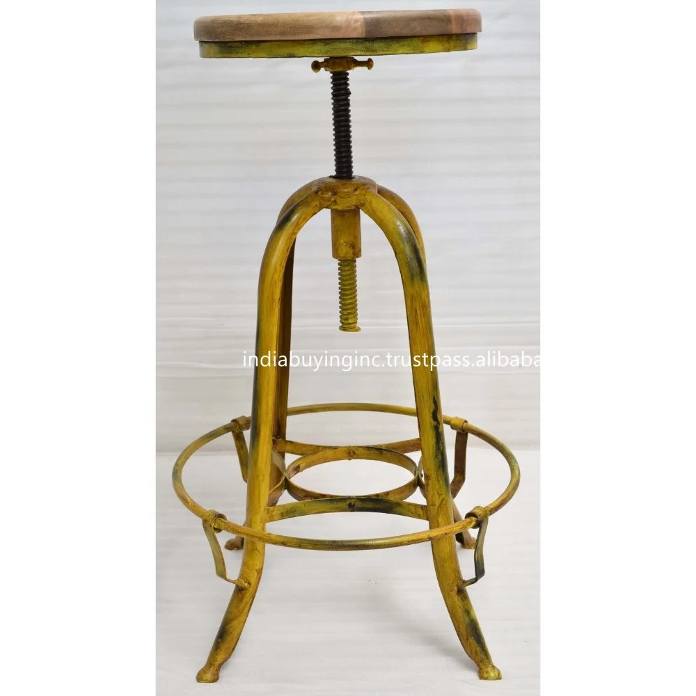 Промышленная мебель, Круглый Барный стул с регулируемой высотой для бара и ресторана, коммерческая мебель, металлический Античный Железный