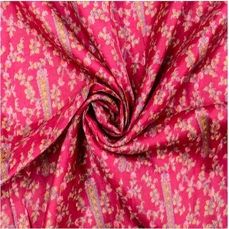 silk dress indian sari  handmade silk fabric  printed craft supplies  dress making  home decor Pink vintage silk saree