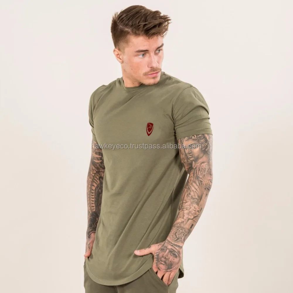 Curved Hem T Shirt Slim Fit Blank 