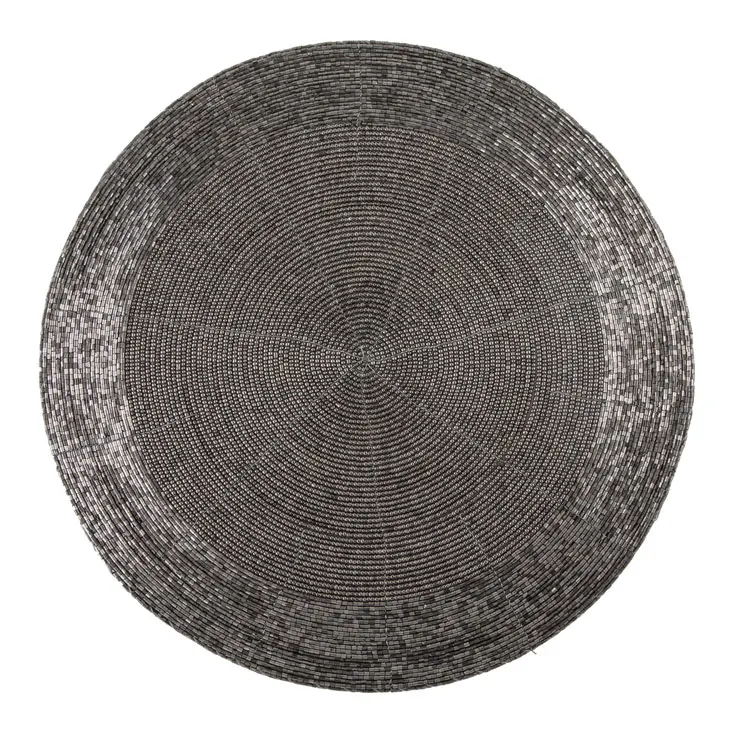 Decorative Handmade Beaded Round Light Gold Placemat Handmade Beaded