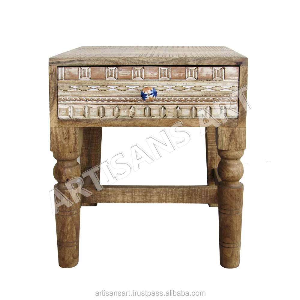 Rustic Solid Wood Carving Night Stand Wooden Carved 1 Drawer Bedside For Bedroom Indian Handcrafted Carving Furniture For Home Buy Hand Carved Bedside Unique Wooden Night Stands Handcrafted Carving Nightstand Product On Alibaba Com