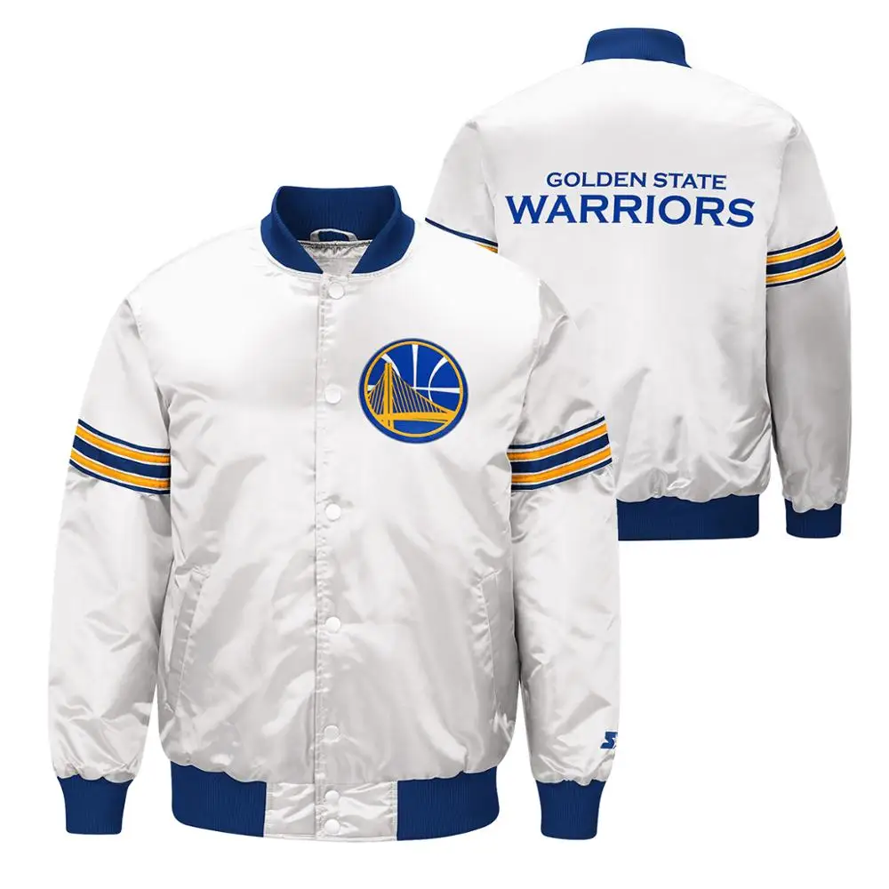 Source Custom Team Sports Jacket White/Blue Warriors Starter Men's
