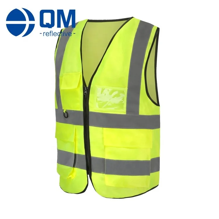 Zipper Pockets Yellow High Visibility Vest