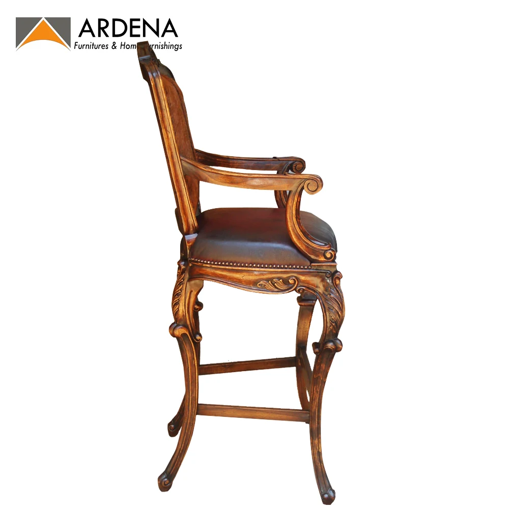 
 Антикварный высокий барный стул среднего века из массива дерева Коммерческая Мебель Индонезия  