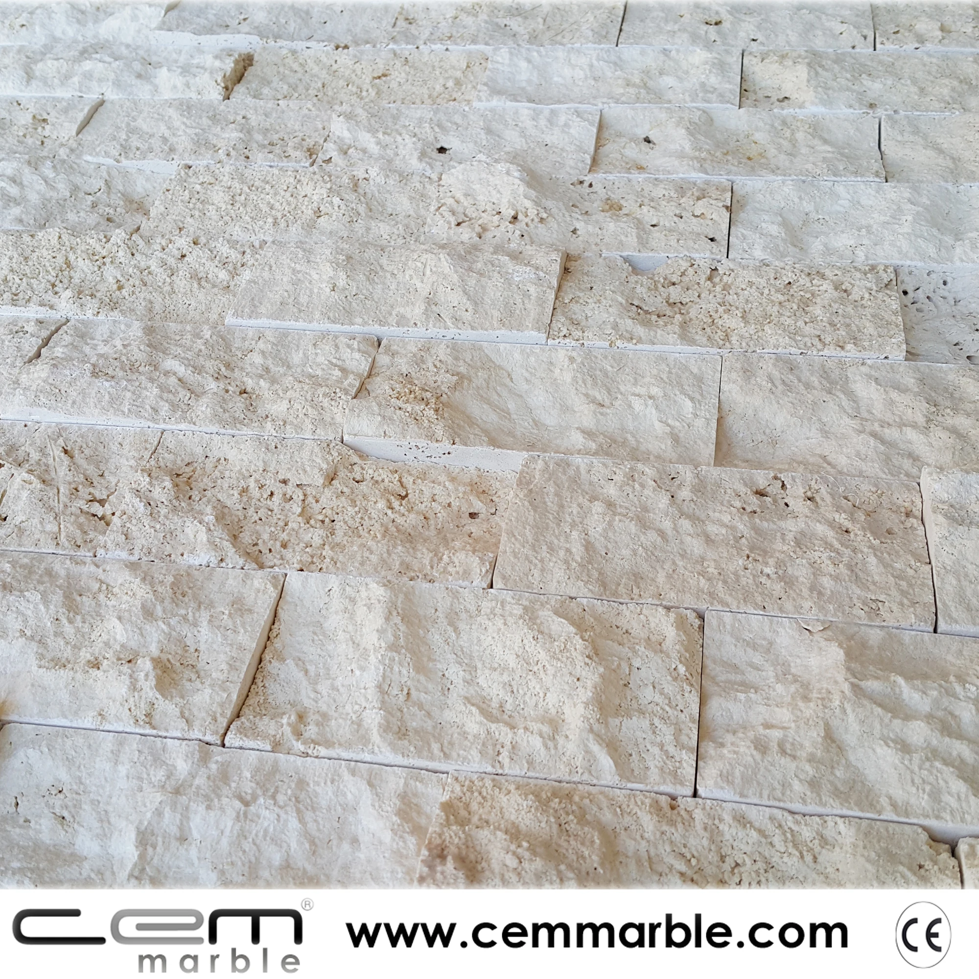 Customizable Manufacturing Home Decorations Model Turkish Light Travertine Split Face Mosaic CEM-SF-01-15