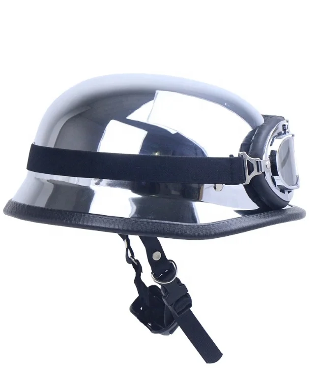 
Немецкий Стильный шлем с гальваническим покрытием, серебристый Ретро мотошлем для езды на улице, шлем с очками 