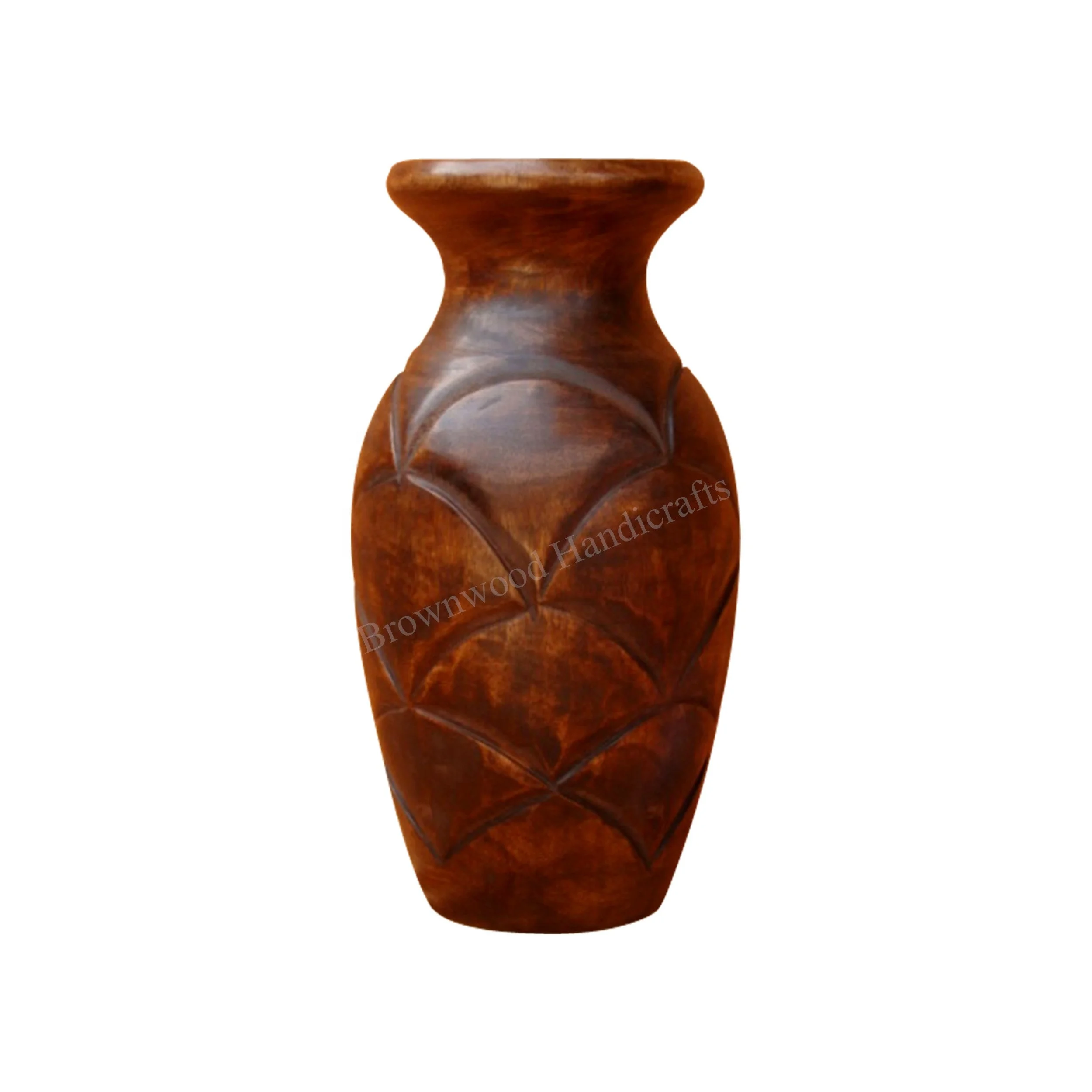Elegant Design Solid Wooden Vase Home Decor Hand Carved Vase For