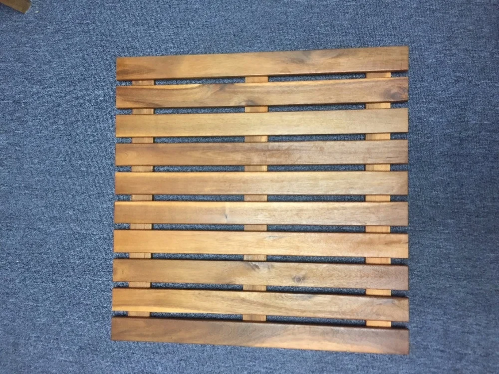 Diy High Quality Acacia Teak Solid Bath Mat in Bathroom Outdoor Shower