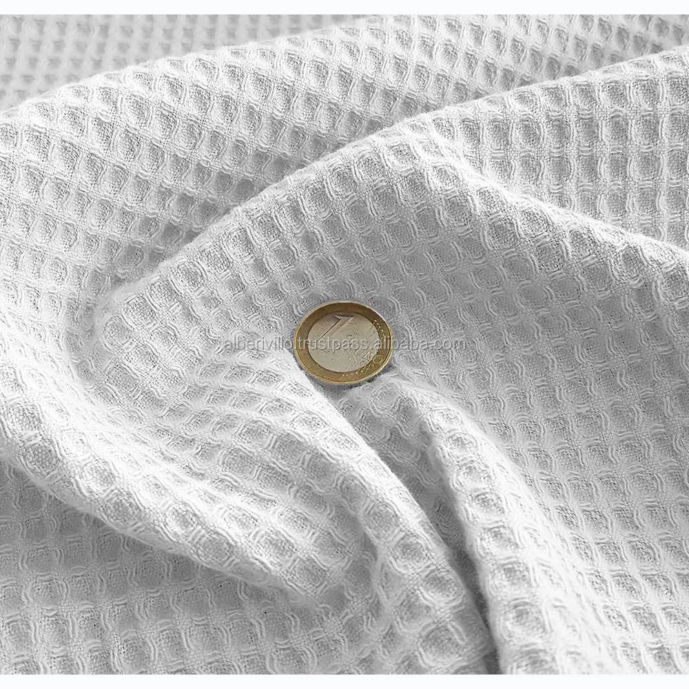 White Waffle Cotton Fabric Honeycomb Weave