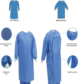 Sterile Disposable medical hot selling SMS/SMMS isolation patient suit / surgery gown