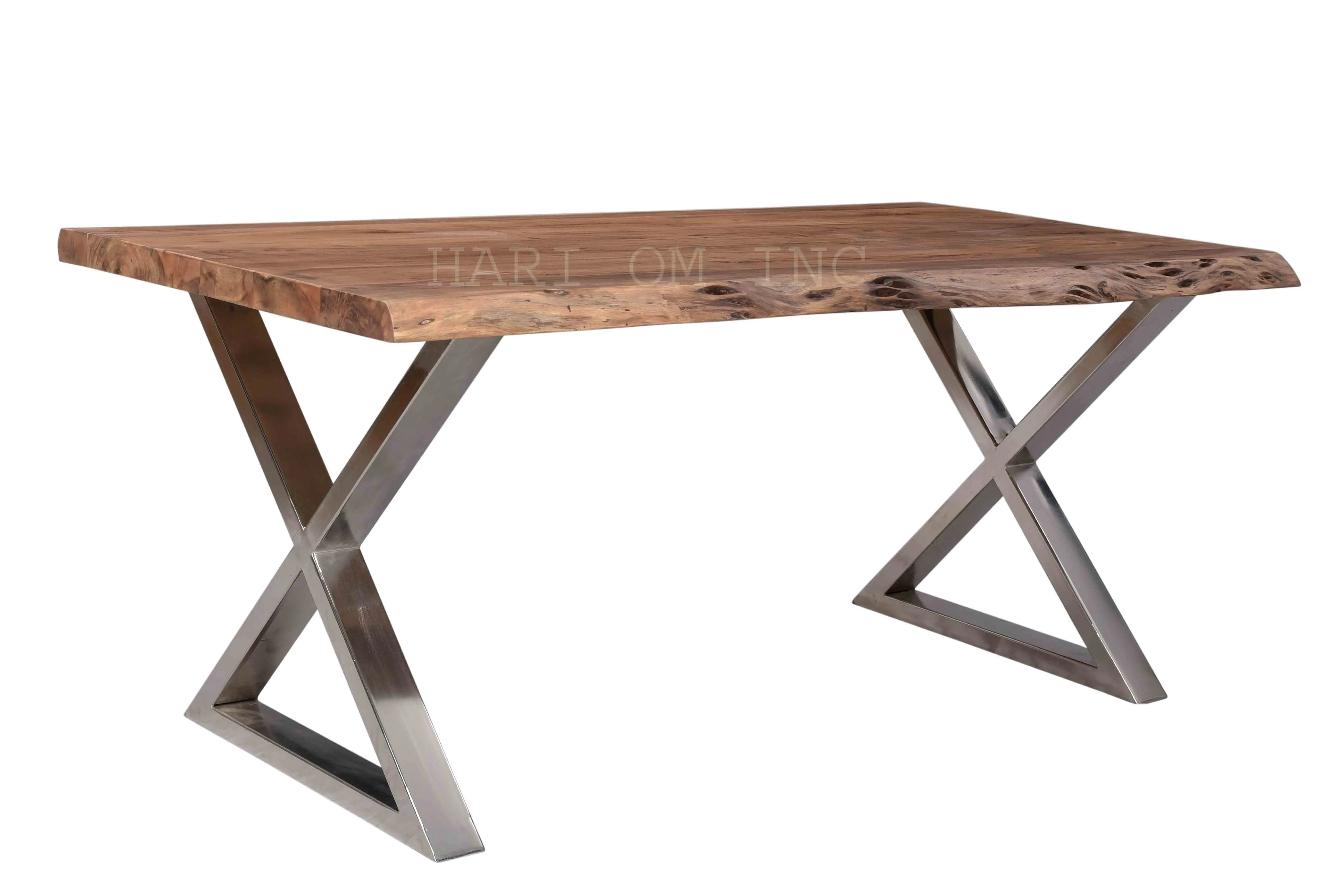 Scott Live Edge Babool Wood Top Dining Table