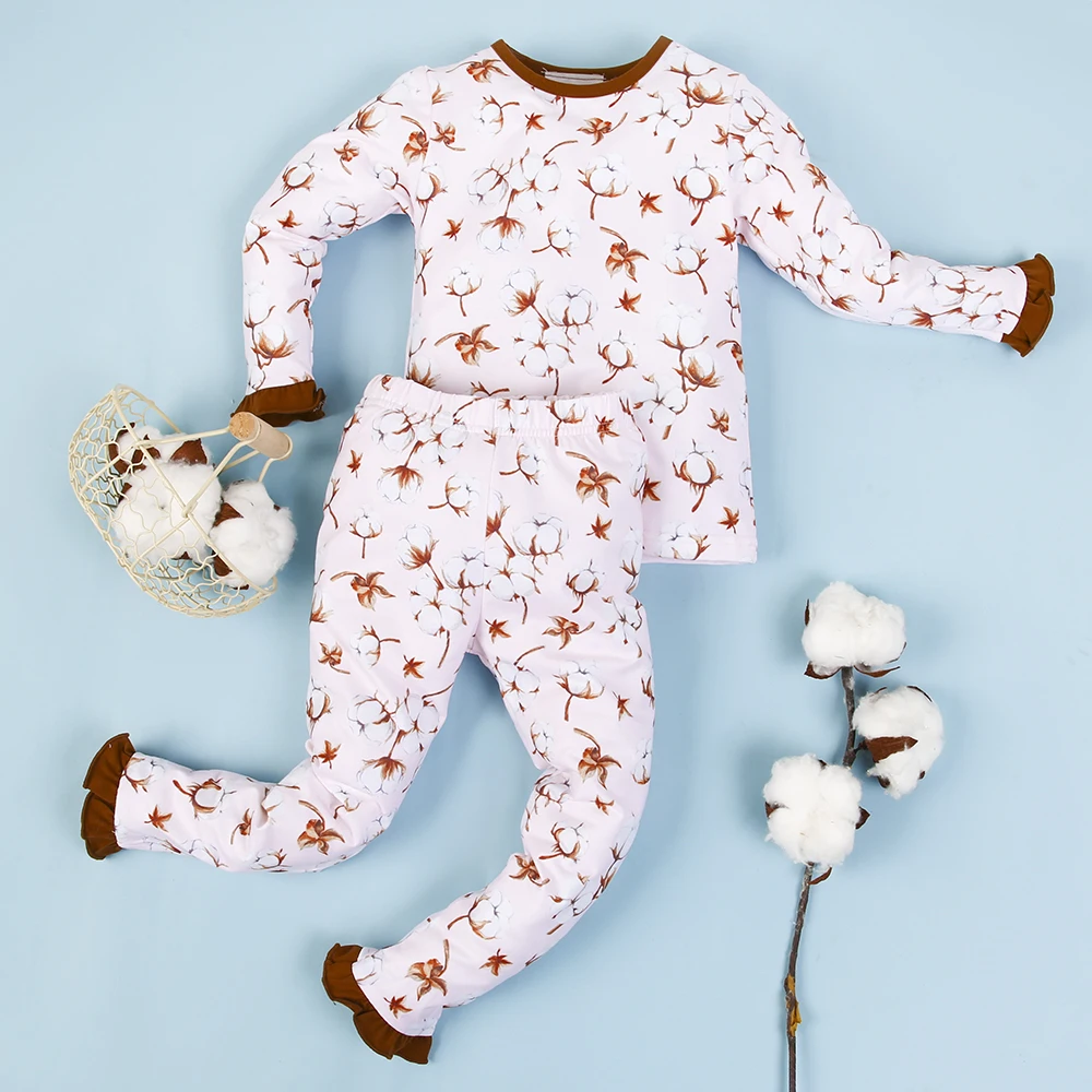 OEM ODM Printed Cotton Flower Girl Sleepwear Set Kid Clothing for