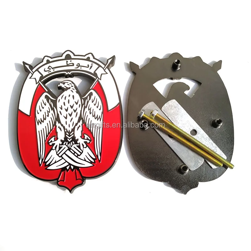 In Stock Custom Made 3D Uae Falcon Metal Car Badges Abu Dhabi Logo Car Stickers Emblem