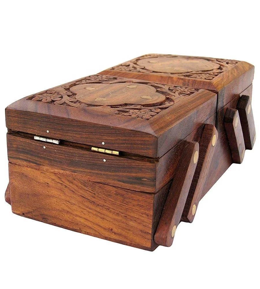 Wooden Sliding Jewelry Box India Wooden Jewelry Box For Women Organizer Box Of Wood With Lock