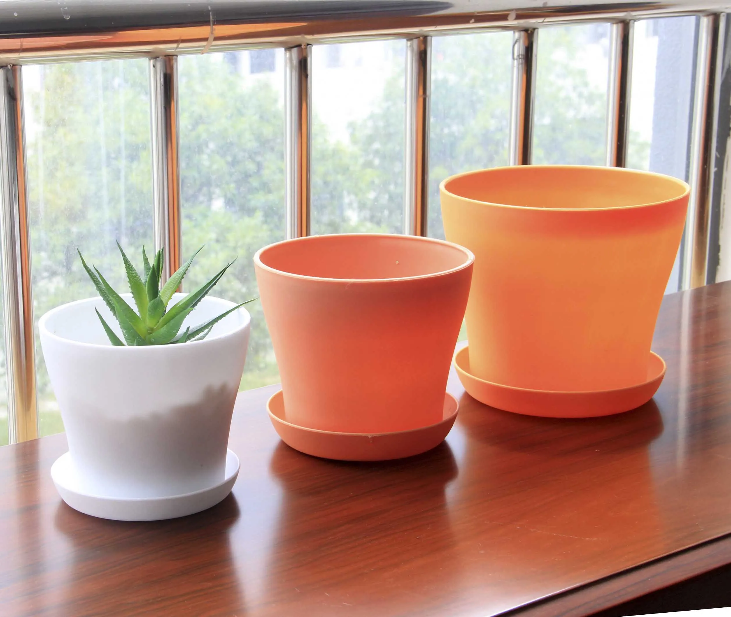 Пластиковый горшок для растений с блюдцем, декоративный пластиковый цветочный горшок для садоводства