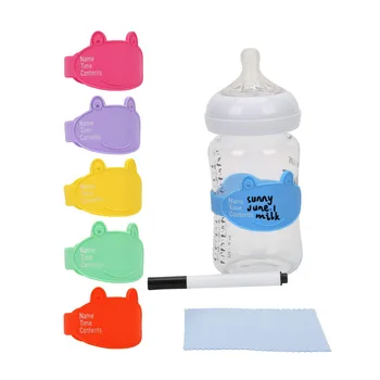 bulk cheap silicone baby reusable writable milk daycare bottle label