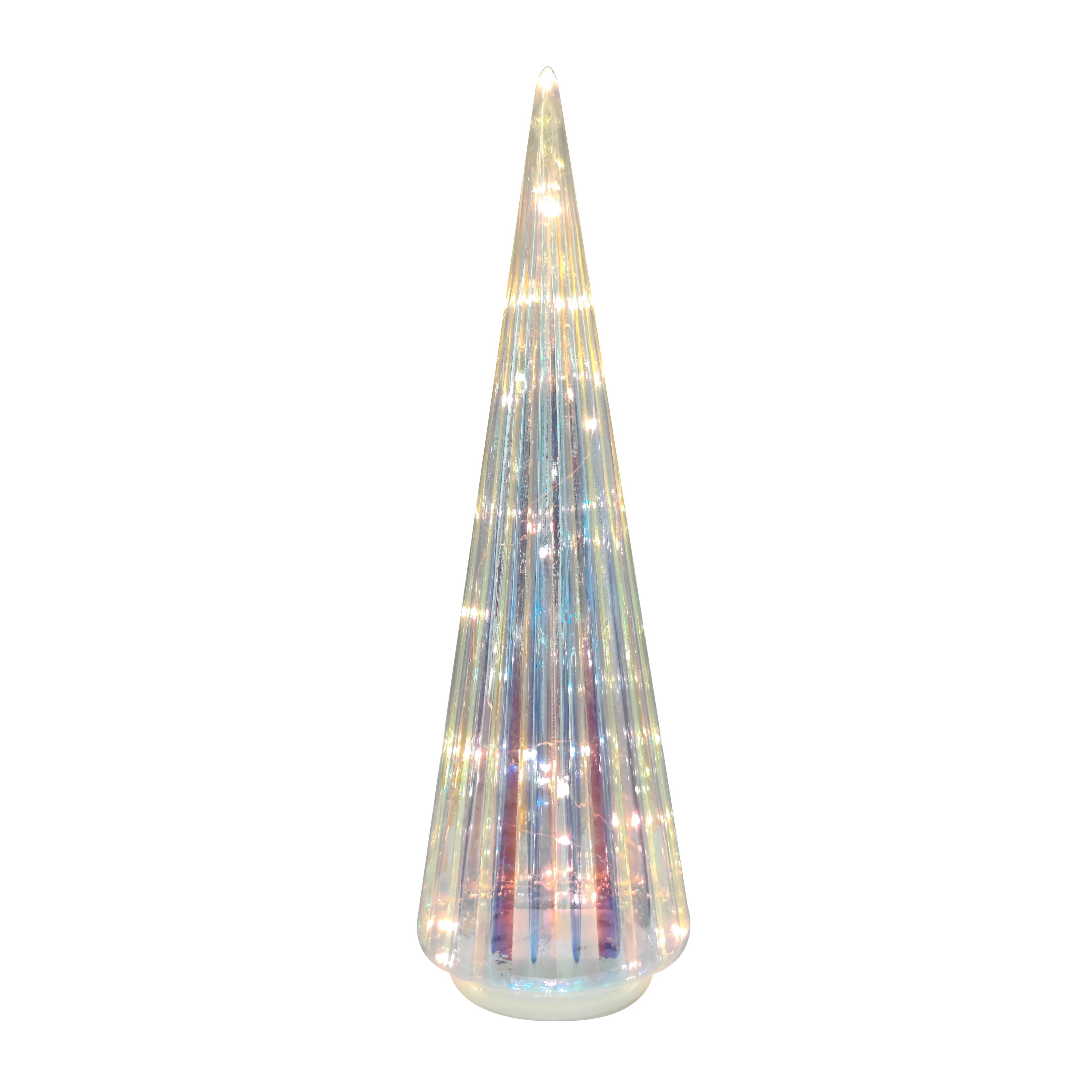 Factory hot selling glass christmas tree with led lights details