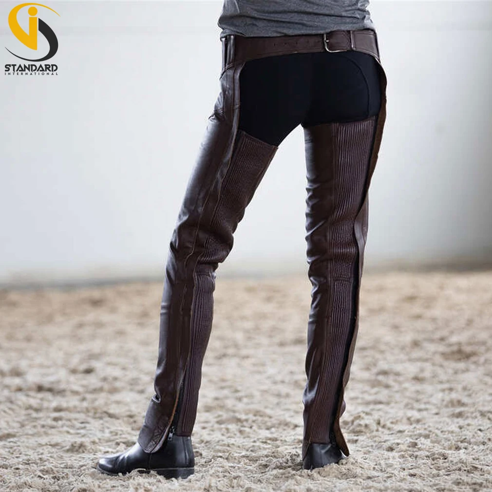 Half Chaps Custom Design Horse Riding Chaps Cowhide with Elasticated for Men and Women Premium Leather HRC Logo MOQ