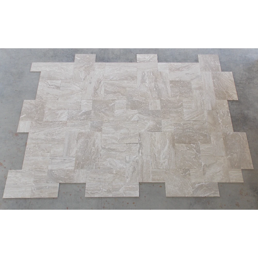 Set Pola Prancis Royal Travertine Diana French Pattern Stone Tile Navona Turkish Set Pola Prancis Royal Travertine Diana
