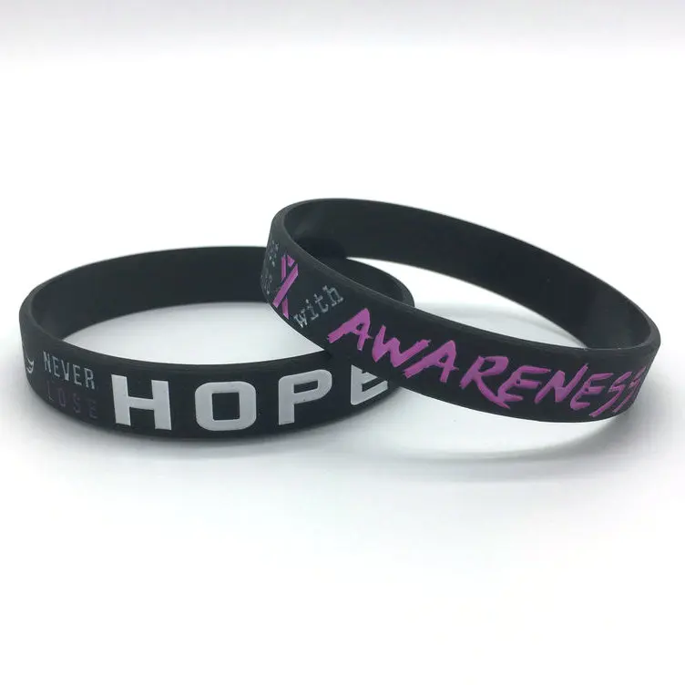 Breast Cancer Awareness Pink Ribbon Silicone Bracelets, Mental Health  Awareness Bracelet, Pink Ribbon Wristbands