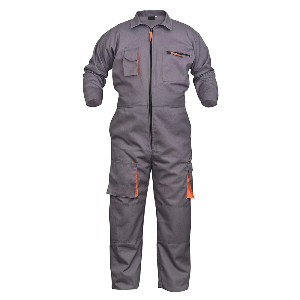 Mens Polyester Cotton Coverall Suit Protective Mechanic Workwear Toll Pocket 