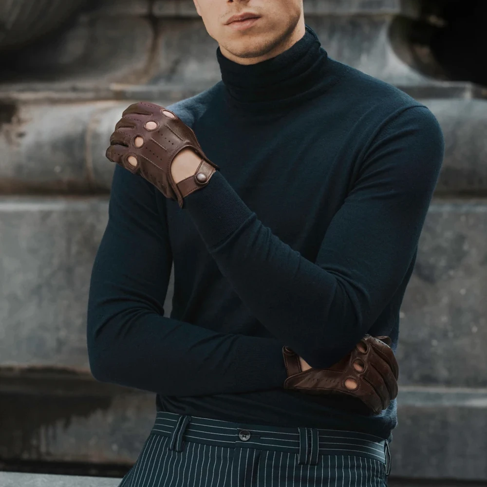 Модная одежда, теплые водительские перчатки, водонепроницаемые перчатки из овечьей кожи для вождения для мужчин