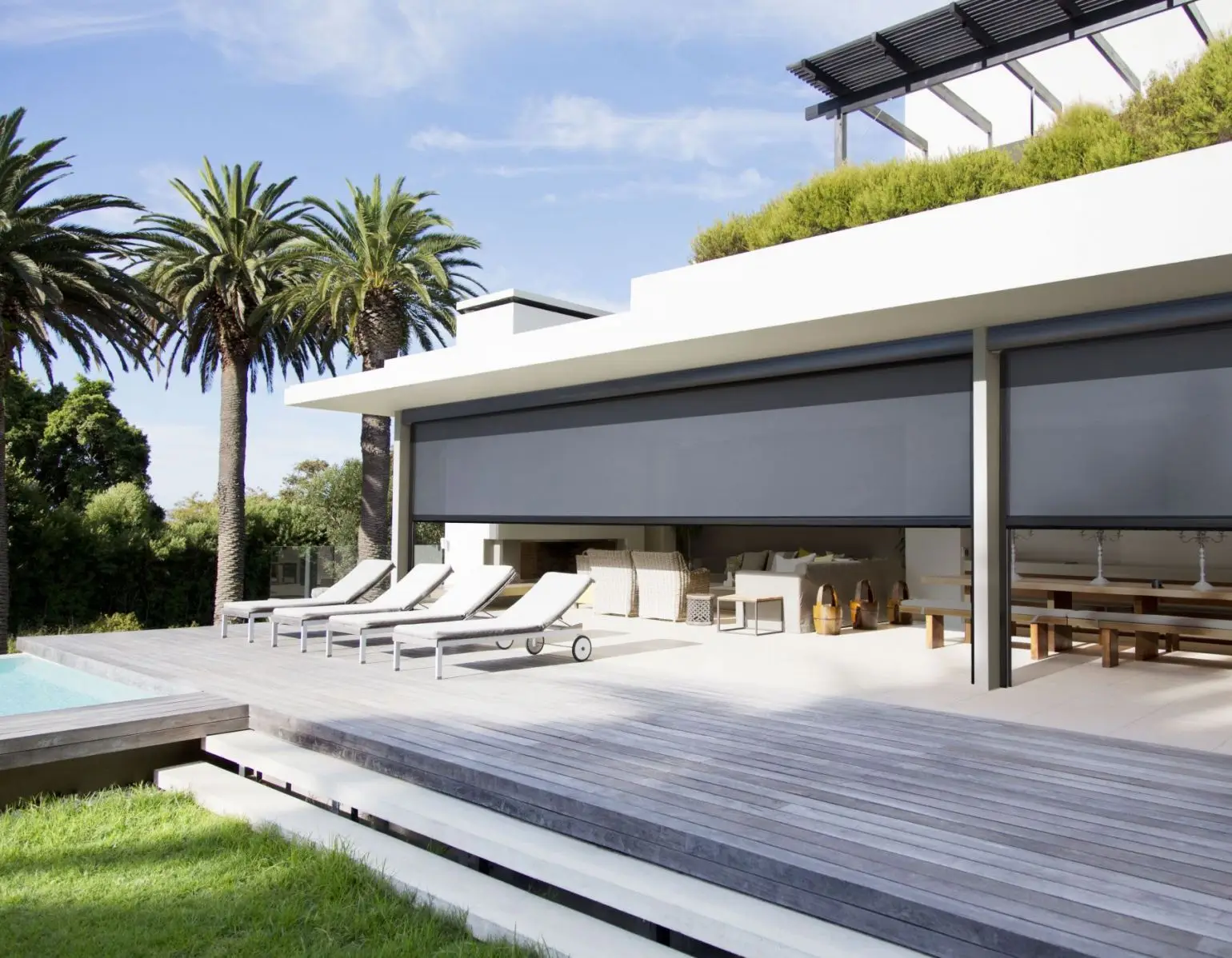 Outdoor Pergola Zip Track Zipper Screen Windproof Electric Automatic