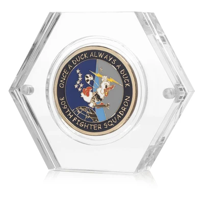 Plexiglass Magnetic Coin Display Frame Stackable Hexagon Single Medallion Display Block Clear Acrylic Hexagon Coin Case