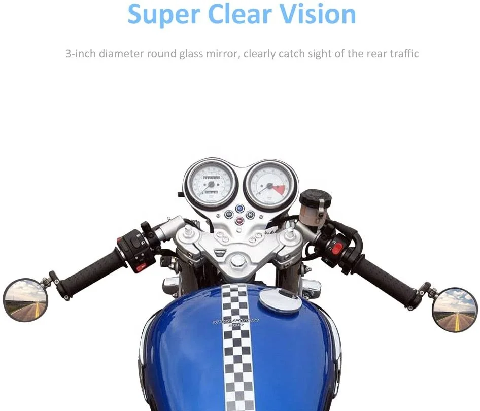 Cheap Universal 3 Inch Round Motorcycle Rearview Mirrors Foldable Bar End Side Motorcycle Mirror