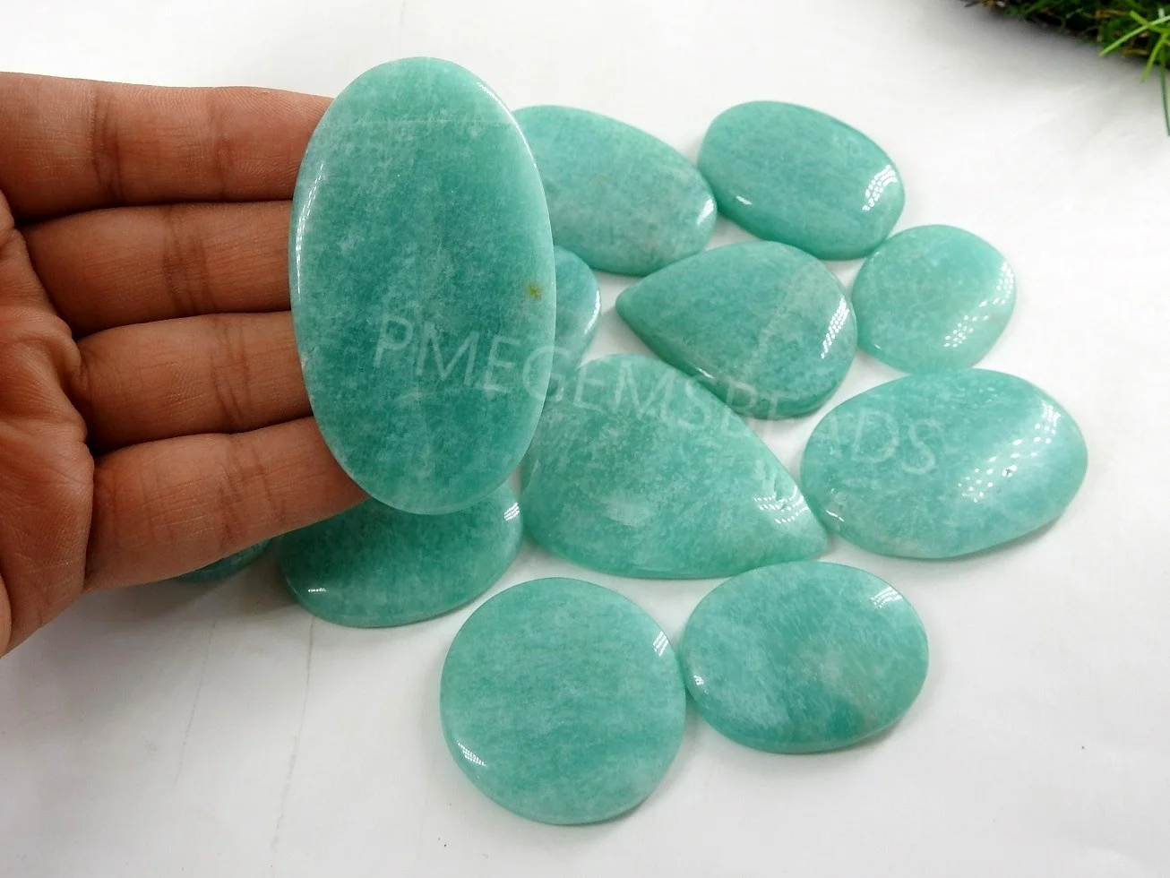Amazonite Smooth Handmade 100% Natural Green Stone Cabochons Loose Gemstones for Jewelry Making Wholesale Supplies