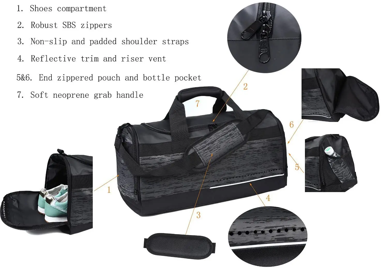 Custom Cheap Gym Bags Duffle Unisex Water Resistant Women Black Mens