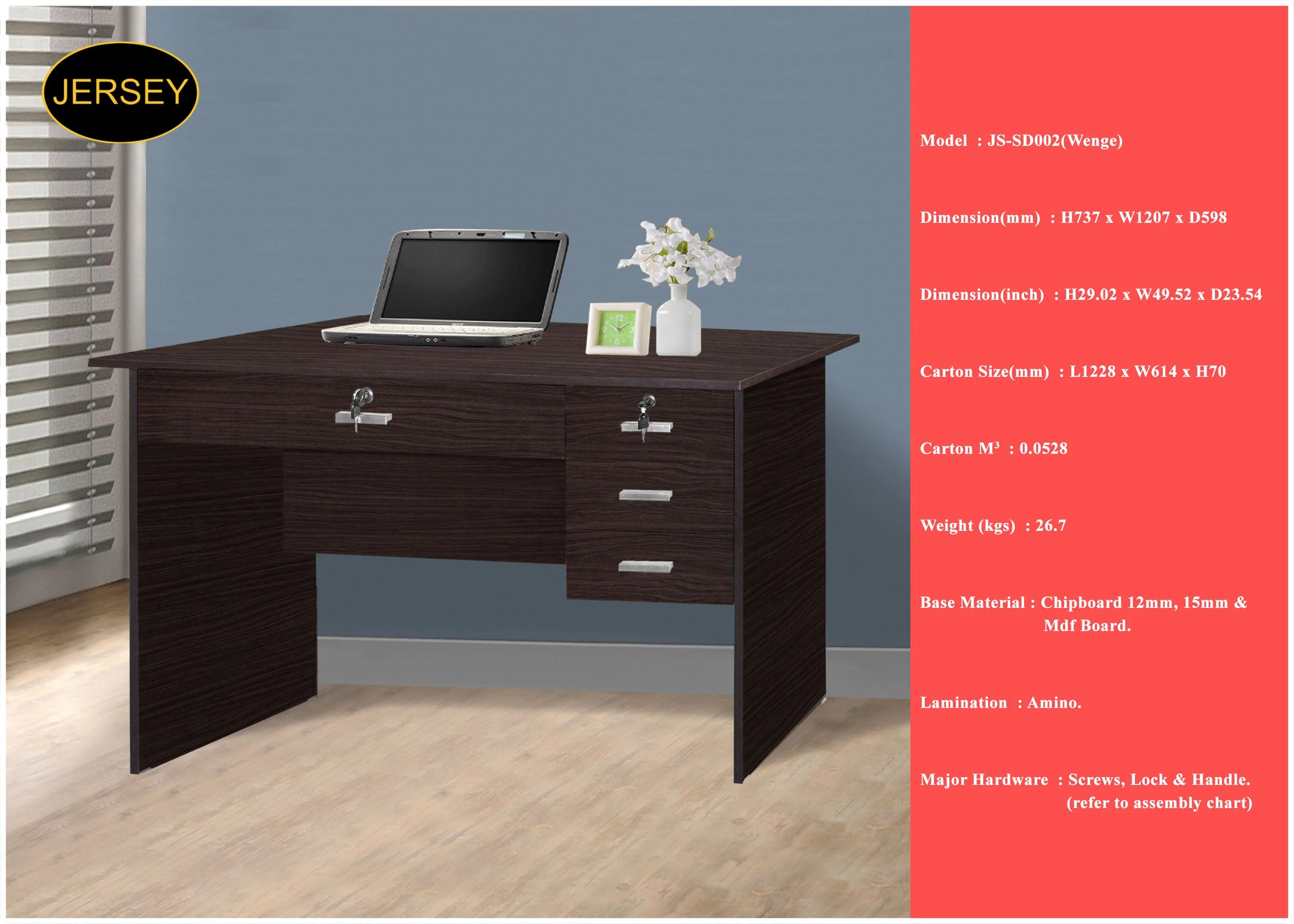 Malaysia Modern Office Furniture Writing Study Table Desk With 4