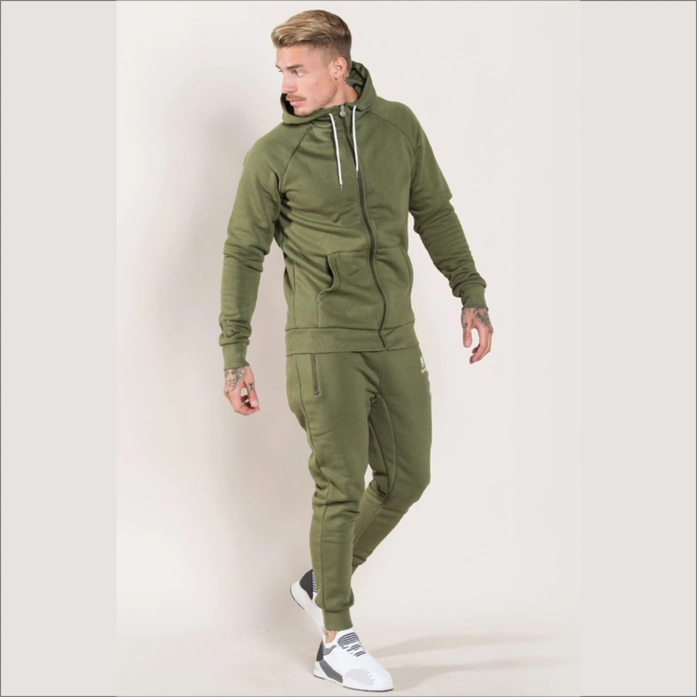 Army Green Comfy Hooded Tracksuit Set with Zipper – COMFY TRENDS los angeles